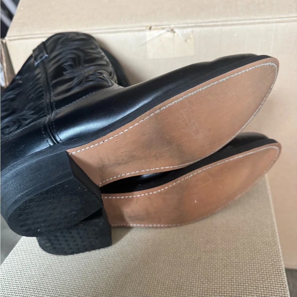 Men's Black Leather Cowboy Boots - Picture 5 of 5